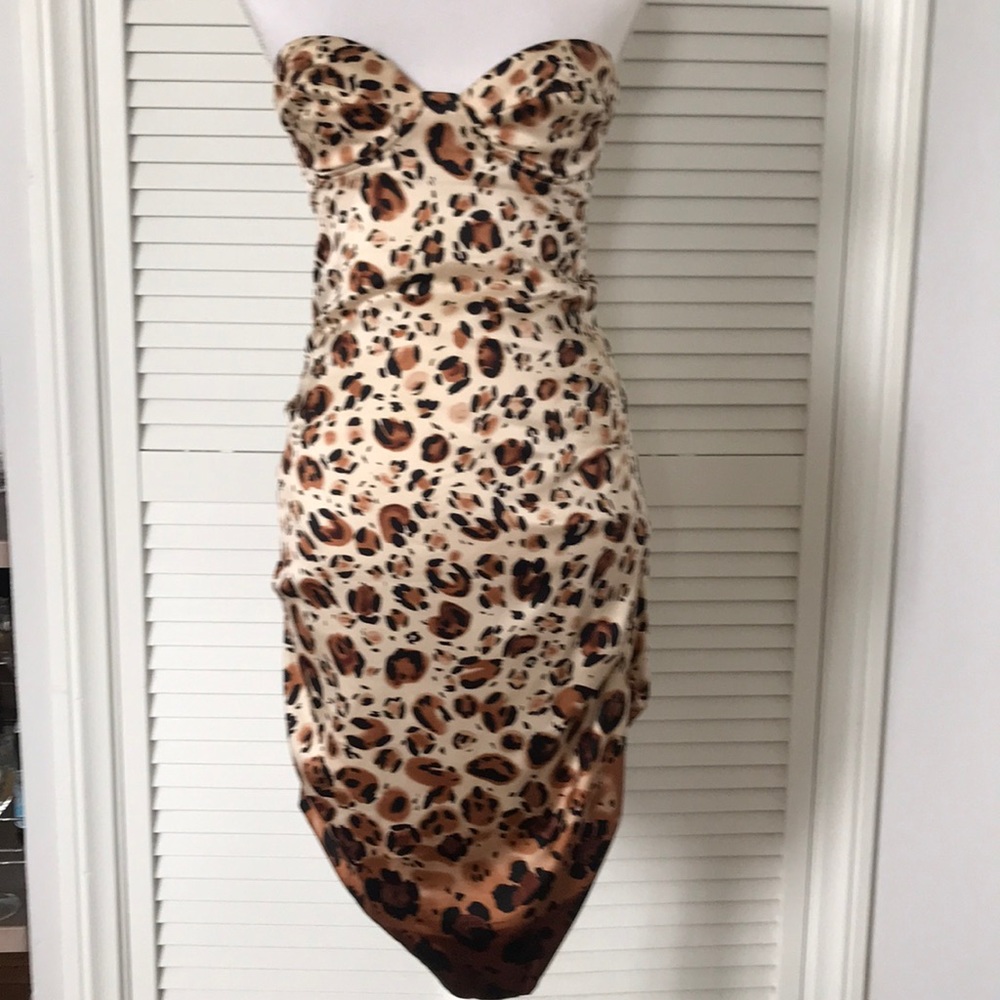 Nicole Miller Collection animal Print strapless